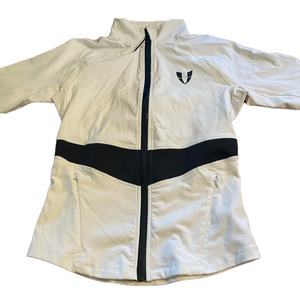 Women's White Zip-Front Jacket with Black Accent